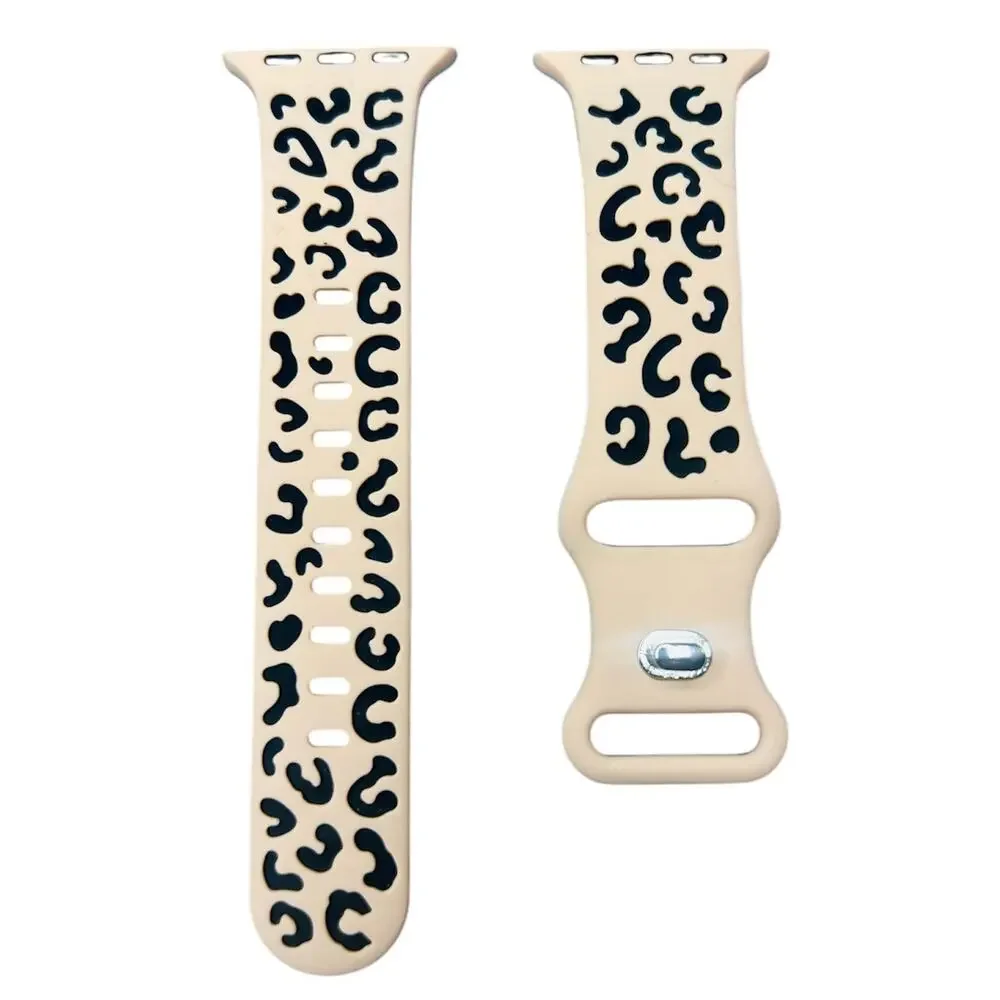 Leopard Apple Watch Band 38 40 Blush Pink Silicone Strap NEW